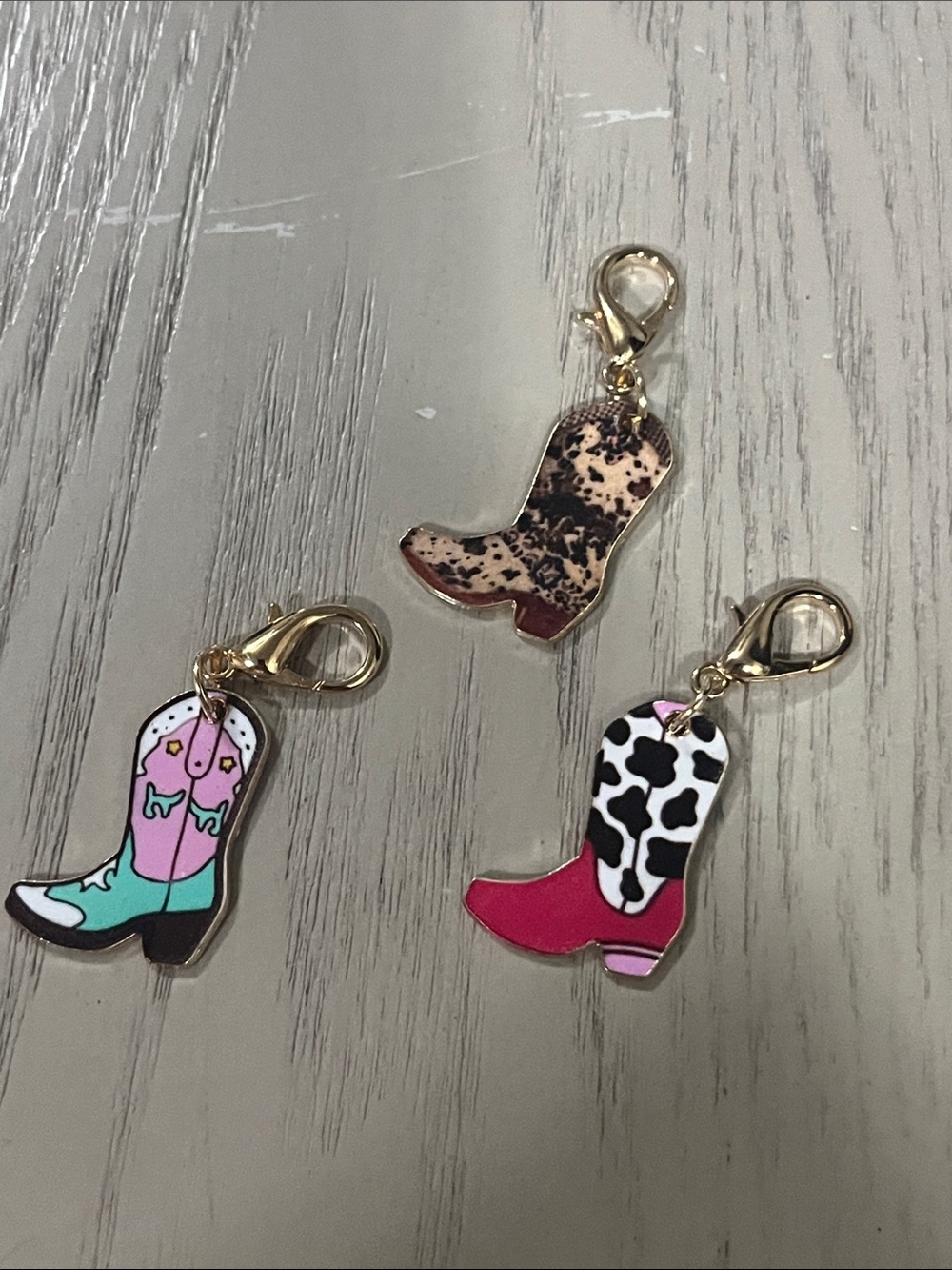 Cowboy Boot Zipper Pull Set- Pink, Teal & Brown Set